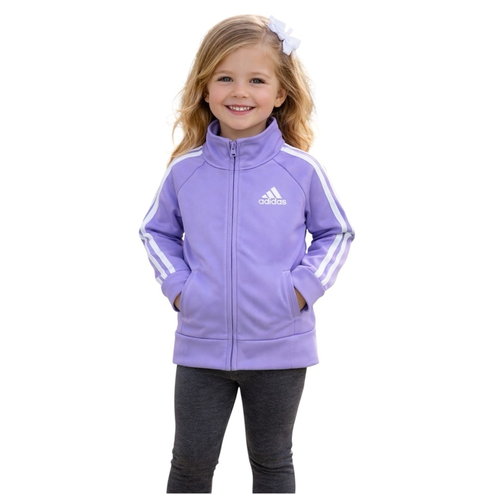 Adidas Girls Lavender Track Jacket 3T Full Zip Athletic Jacket Purple